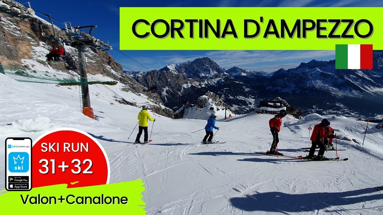 Cortina ďAmpezzo Dolomiti Italy /ski run Valon + Canalone - 31+32, short video 55