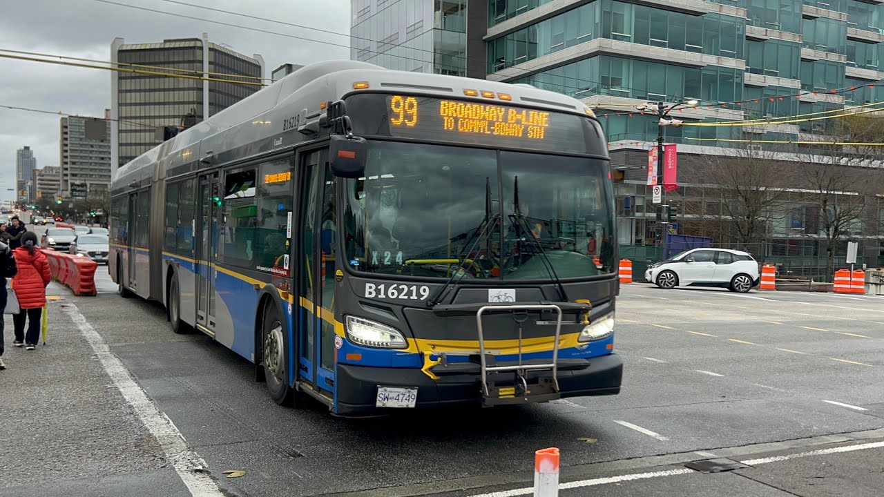 TransLink 99 B-Line Commercial Broadway Station (ON DETOUR) on 16219 2016 New Flyer XDE60