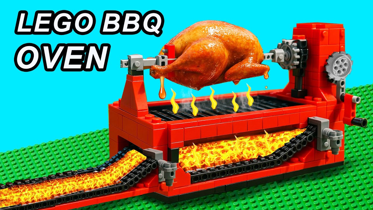 LEGO Technic BBQ Oven Cooks Delicious Food | Automated LEGO Cooking
