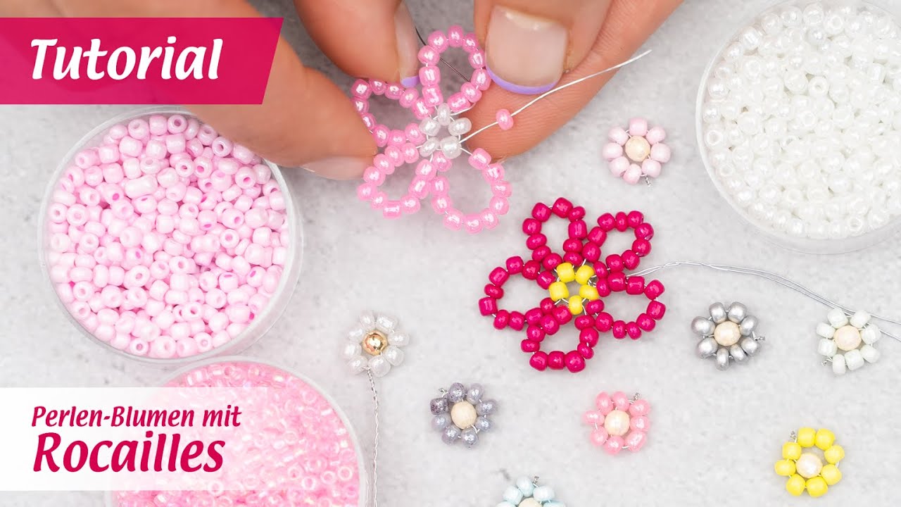 Rocailles-Blumen: Anleitung f&uuml;r kleine Perlen-Bl&uuml;ten