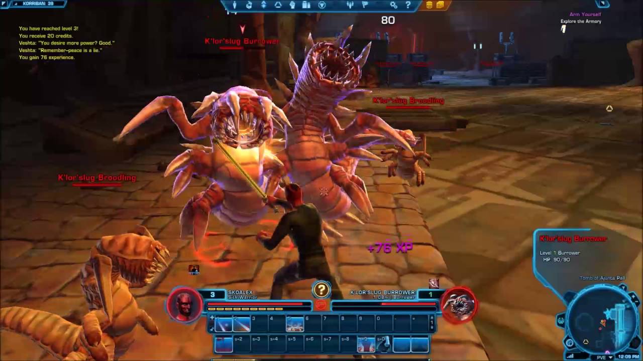 SWTOR free to play Sith Warrior Korriban Level 1 to 6