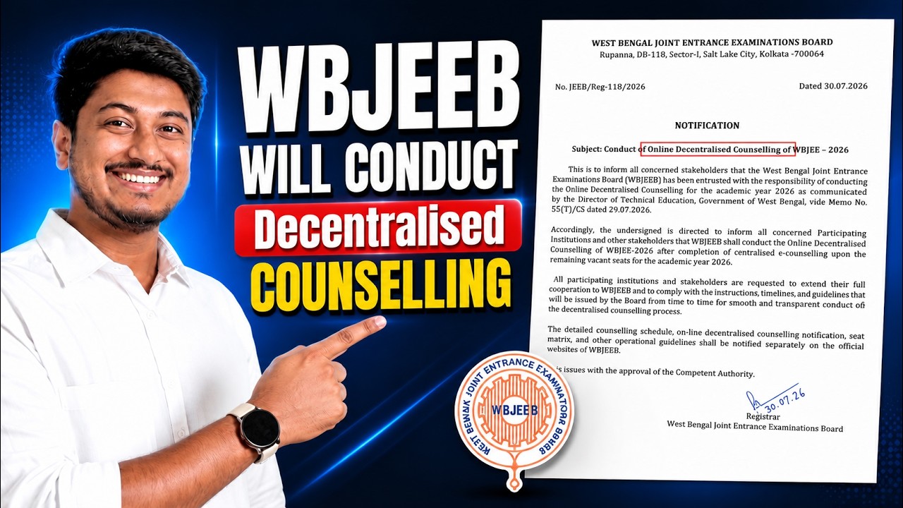 WBJEEB Will Conduct Decentralised Counselling 2026 🔥 Official Notification Explained