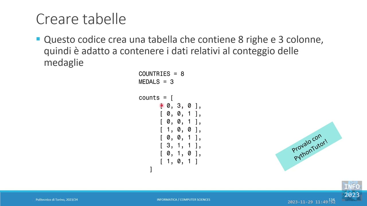 Info-2023-L25: Introduzione alle tabelle.