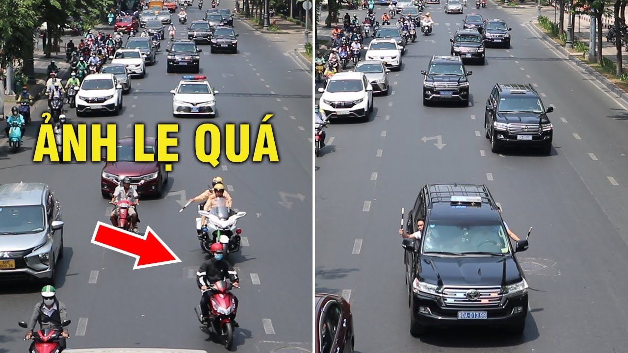 Đội hình cảnh vệ chống tiếp cận, sẵn sàng chạy tông bảo vệ VIP trước nhiều xe điền vào chỗ trống
