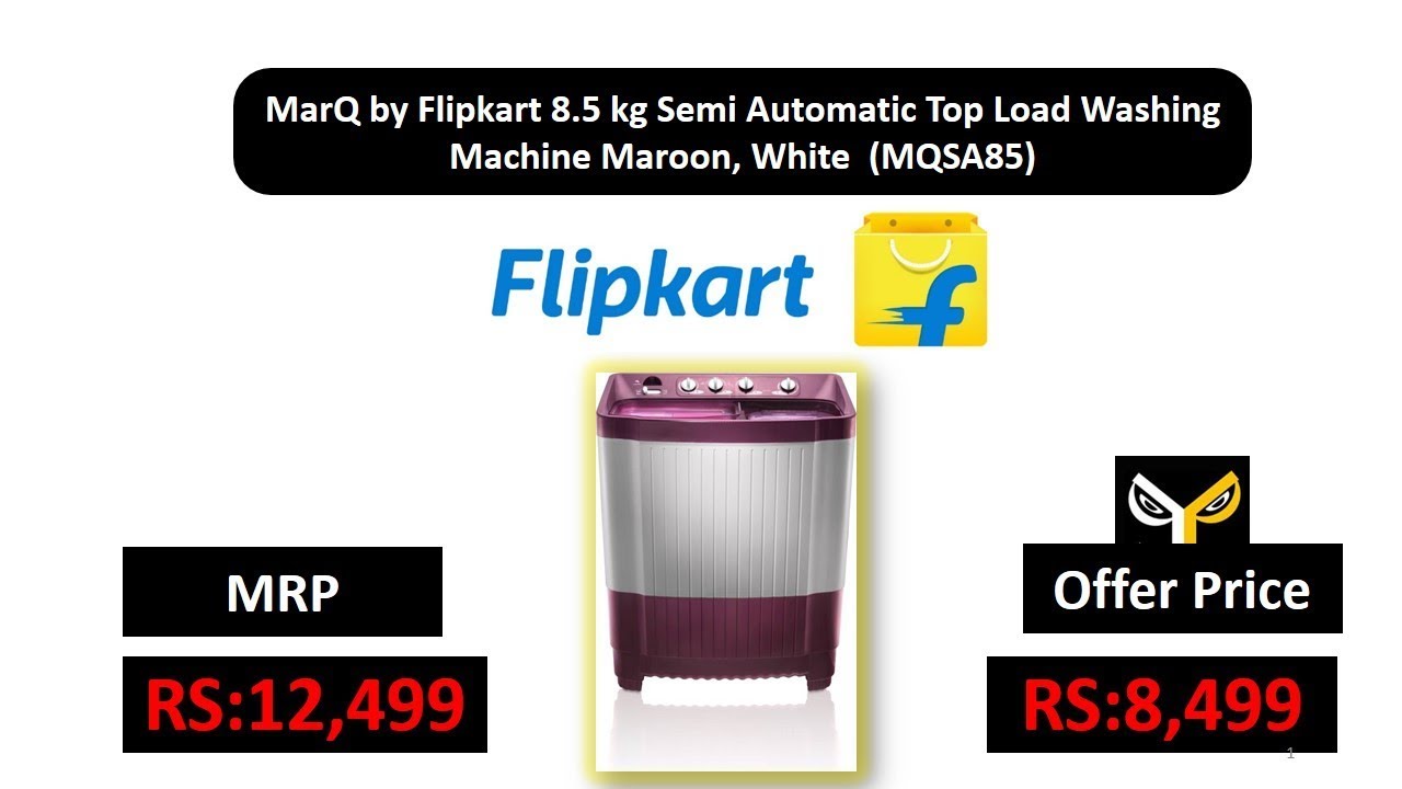 MarQ by Flipkart 8.5 kg Semi Automatic Top Load Washing Machine Maroon, White  (MQSA85)