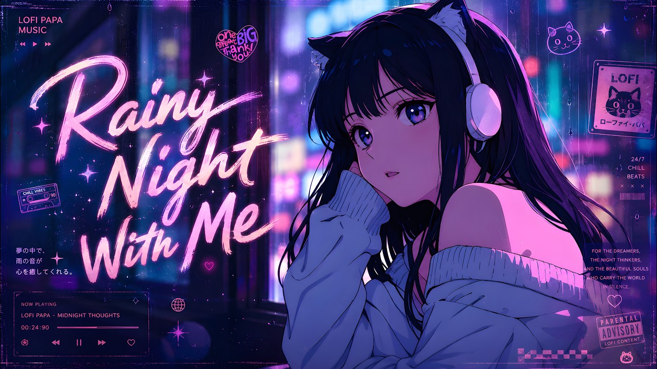 LIVE 24/7 🌧️ Rainy Night With Me — Cozy Lofi Beats to Relax, Study & Feel Calm