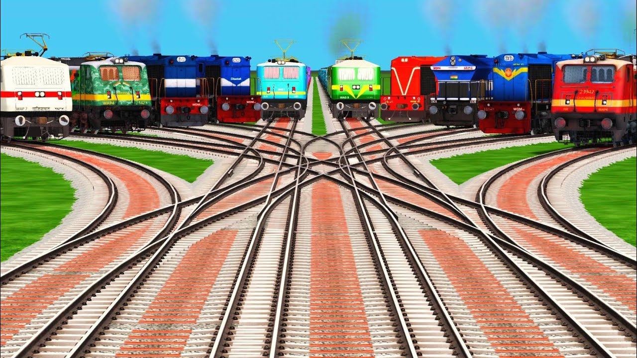 Train Crossing Game At Realistic Railroad Tracks l train simulator gameplay l railgadi cartoon video