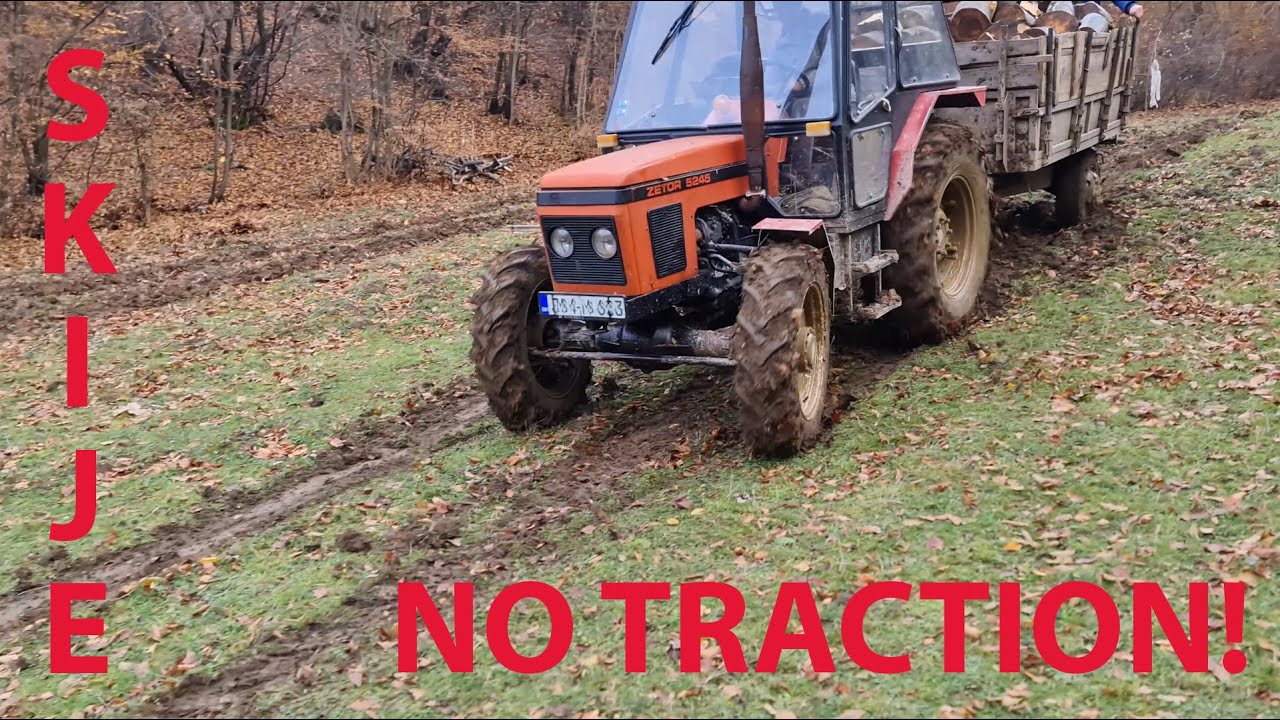 Zetor 5245 - Sezona USKIJAVANJA otvorena! (EXTREMNA vožnja drva poslije kiše)