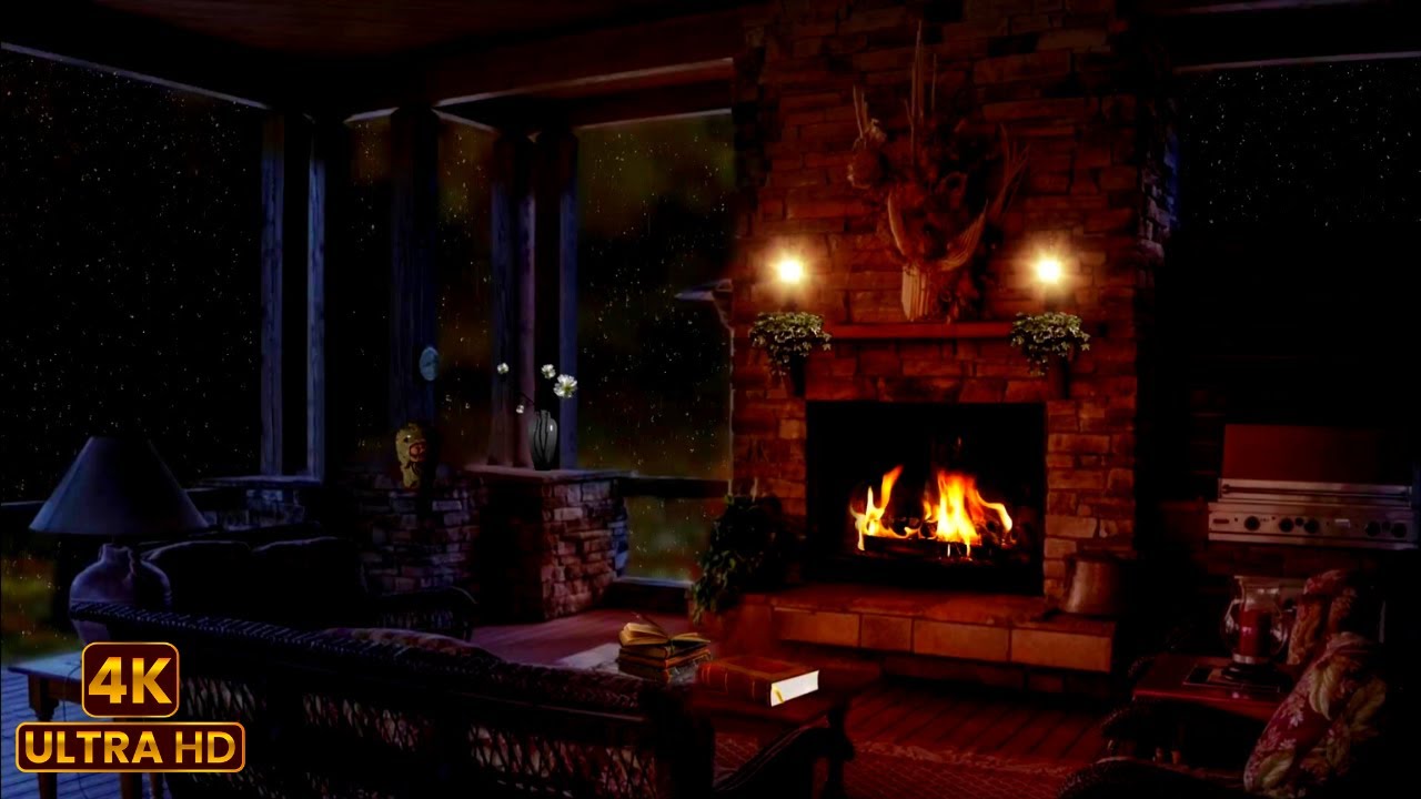 11 Hours of Cozy Cabin Ambience with Rain and Fireplace Sounds for Sleeping, Reading, and Relaxation