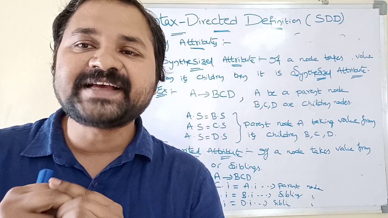 Syntax directed definition(SDD) in compier design||Types of attributes||Types of SDD