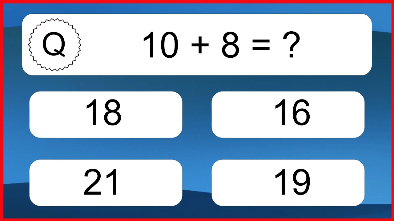 20 Addition Quiz Exercises for Kids