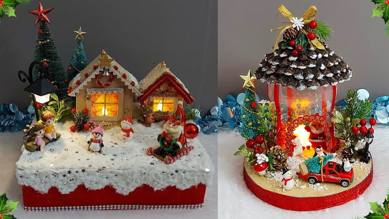 3 Christmas Village/House ideas made  with simple material |DIY Affordable Christmas craft idea🎄252