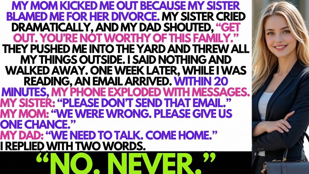 My Mom Kicked Me Out Because My Sister Blamed Me For Her Divorce, Then One Email Changed Everything