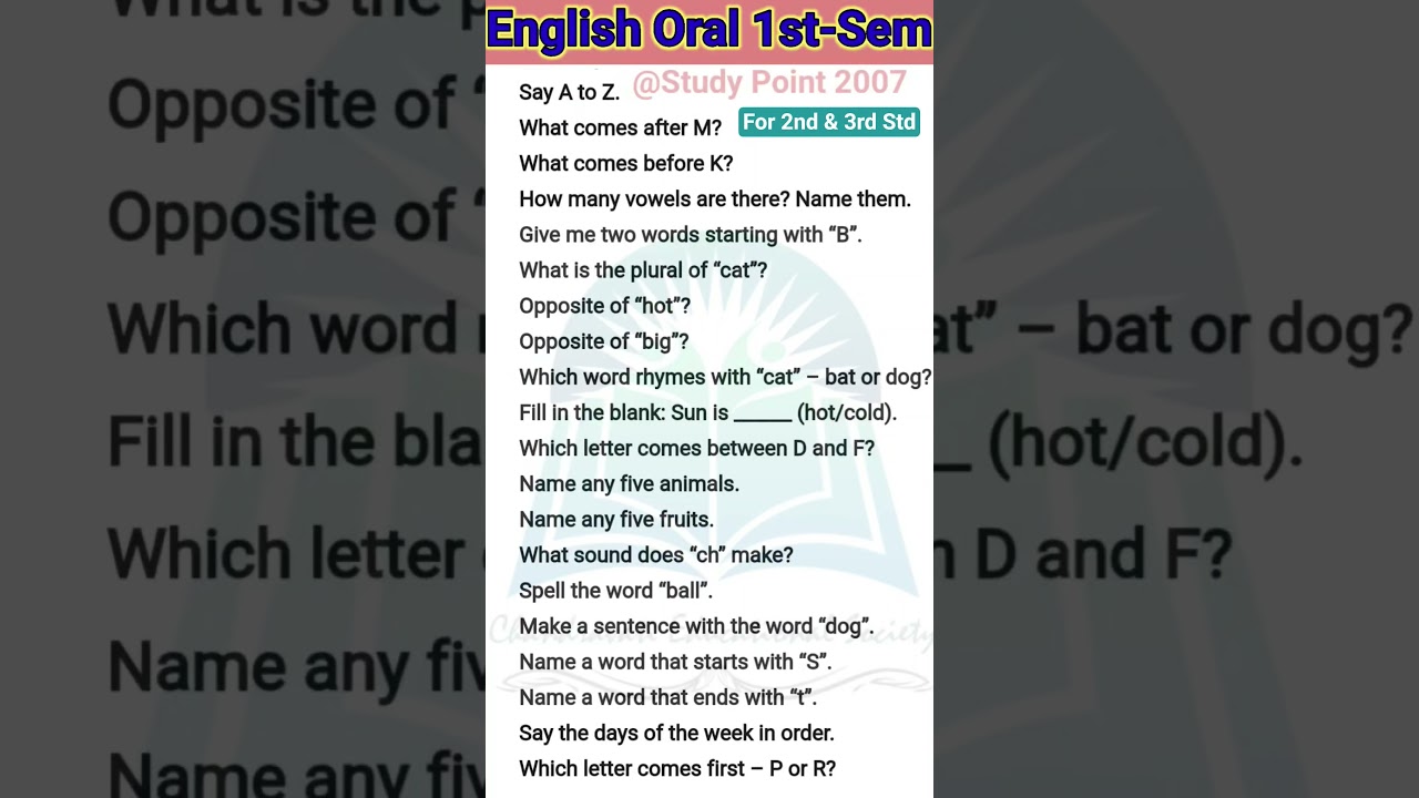 2nd & 3rd के बच्चों के लिए Some English oral questions.ll English conversation for 2nd/3rd student.