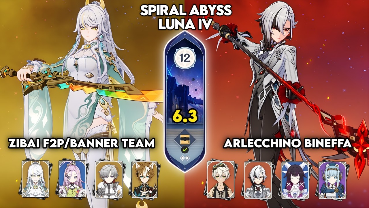 F2p Zibai Banner Team & C0 Arlecchino Bineffa | Spiral Abyss Luna IV | Genshin Impact - Ditusi