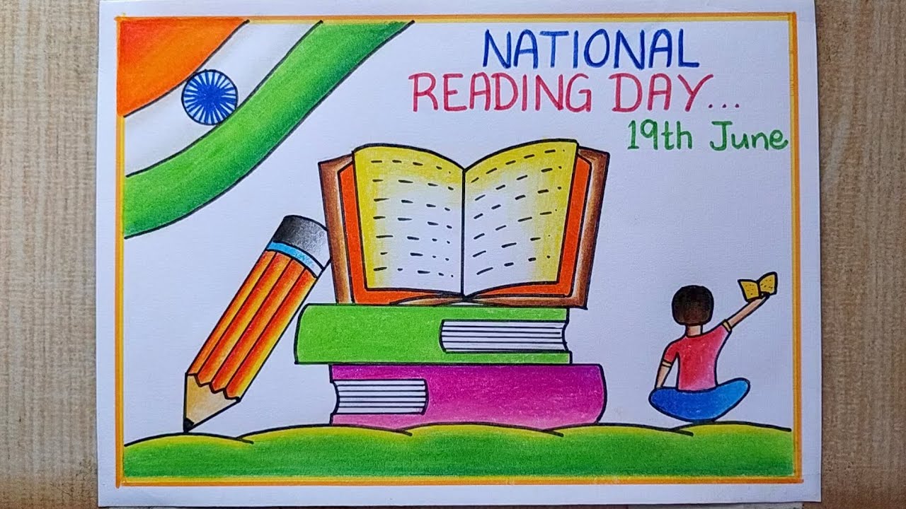 National Reading Day Poster drawing easy| Vayana Dinam Poster| Reading Day Poster drawing easy