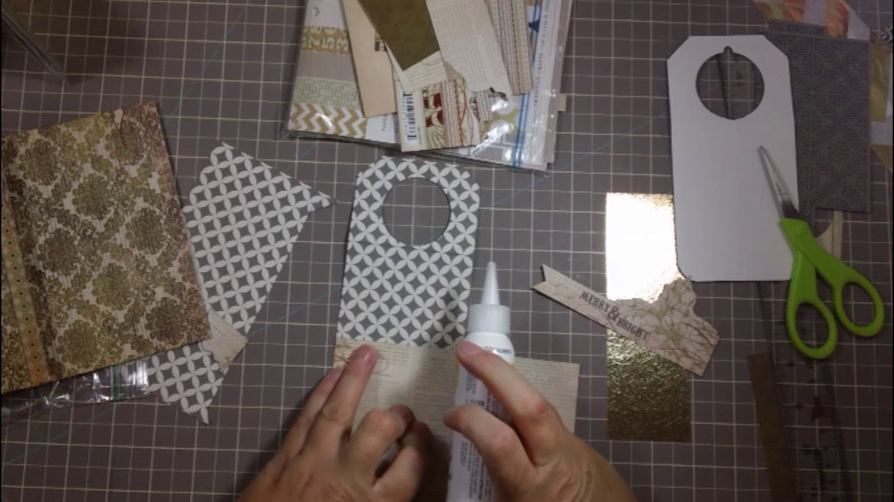 Making a wine bottle gift  tag out of a festive scrapbook paper perfect present topper