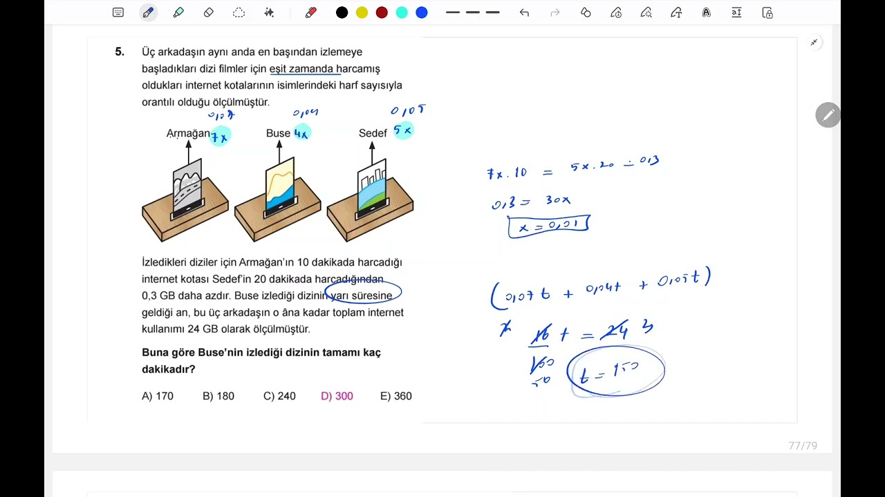 Oran Orantı 1SoruYorum Test 1 Eyüp B  TYT Matematik