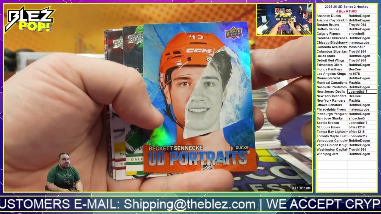 2025 26 Upper Deck Series 2 Hockey 4 Box Break Random Team #03