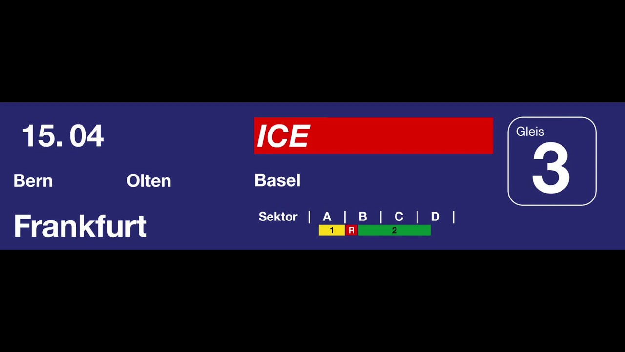 SBB Ansage - Einfahrt des InterCityExpress nach Frankfurt ohne Halt in Liestal (De, En)
