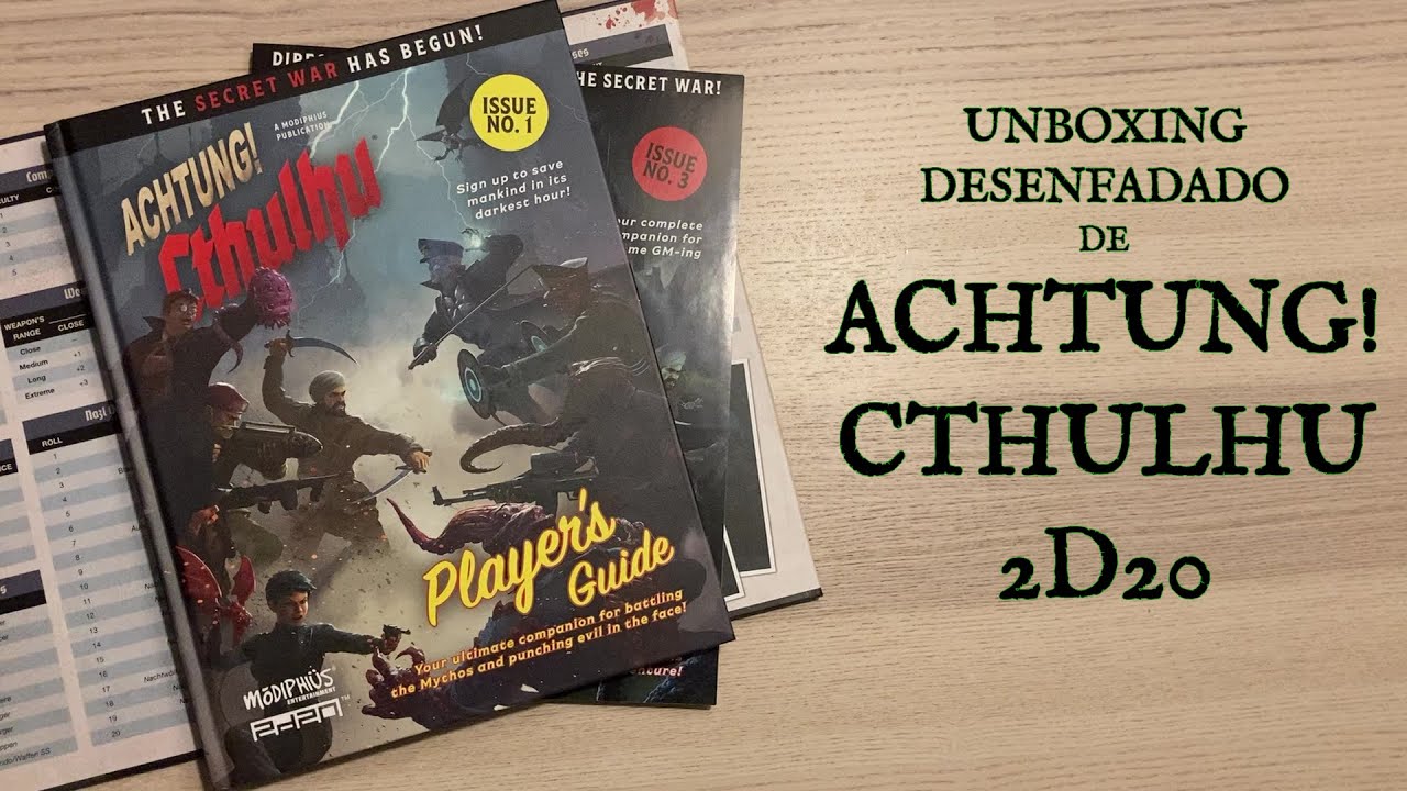 Unboxing de Achtung! Cthulhu 2d20 (Guía del jugador, Kit del Master y Pantalla)