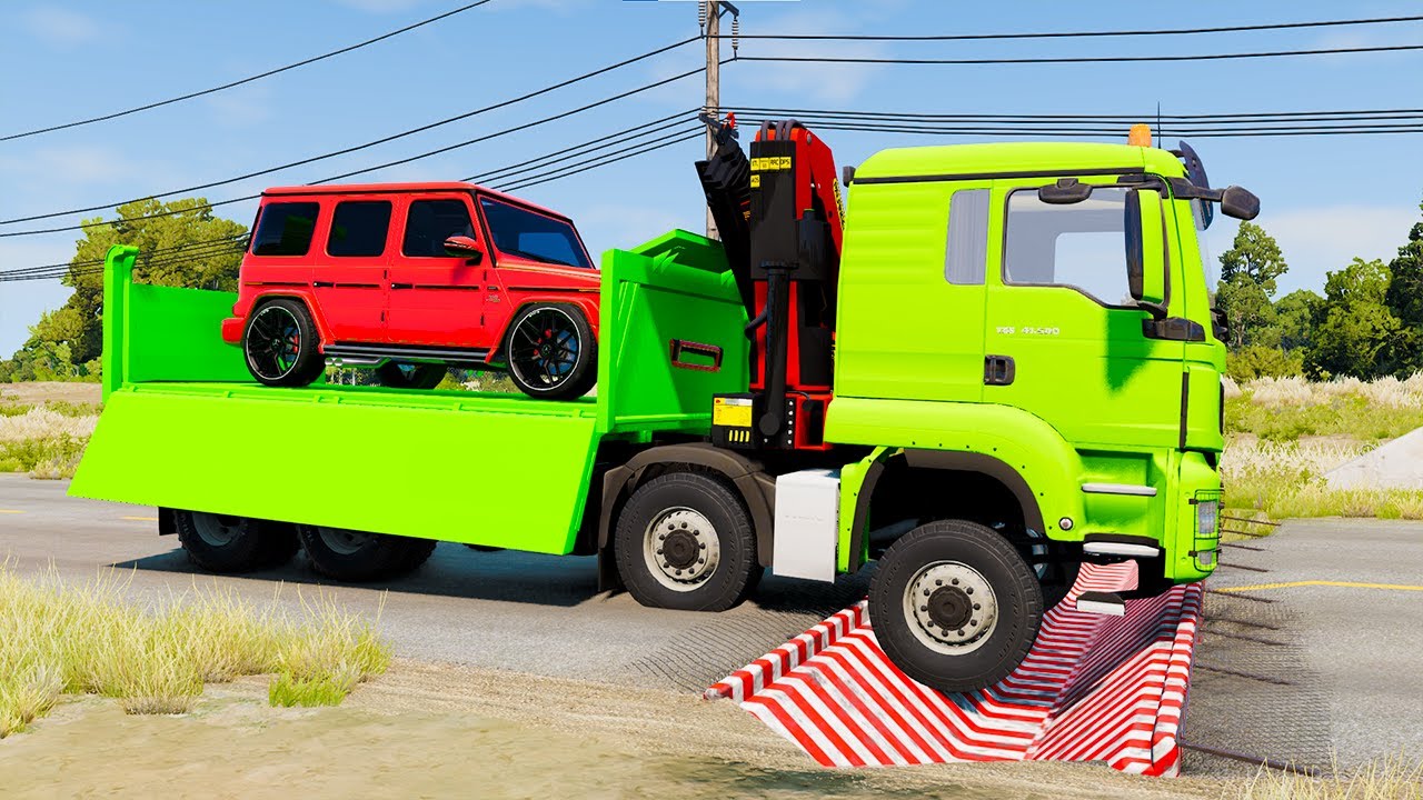 Satisfying Truck Suspension Over Speed Bumps | BeamNG Drive - Long Video | BeamNG AMG