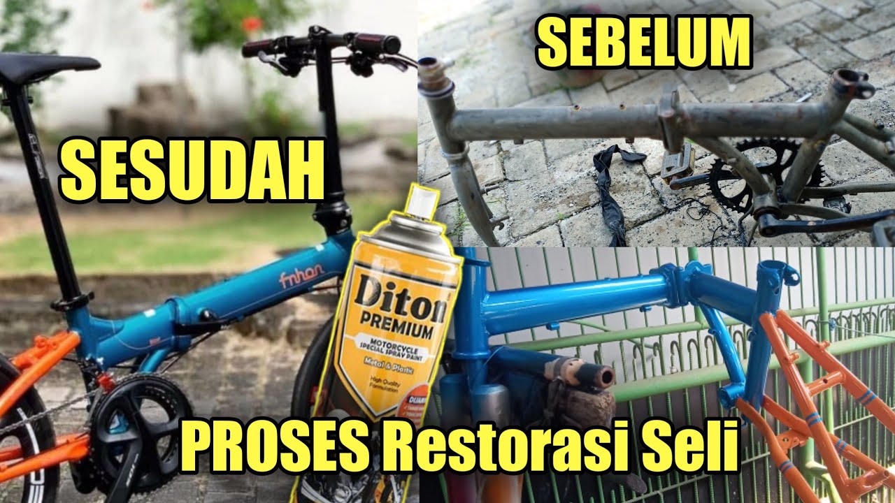 Repaint Frame Sepeda lipat | Pakai Diton Premium | Restorasi Seli Rusak