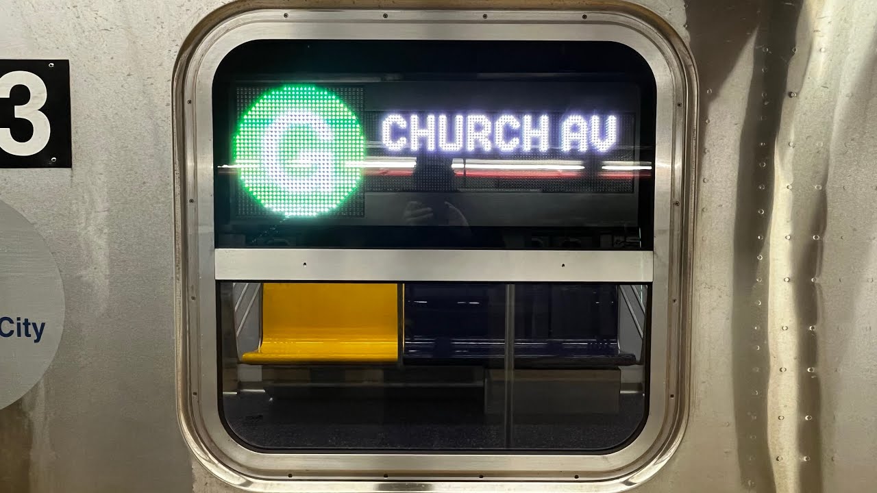 On board a Church Avenue bound R211T G train from Court Square to Church Avenue 