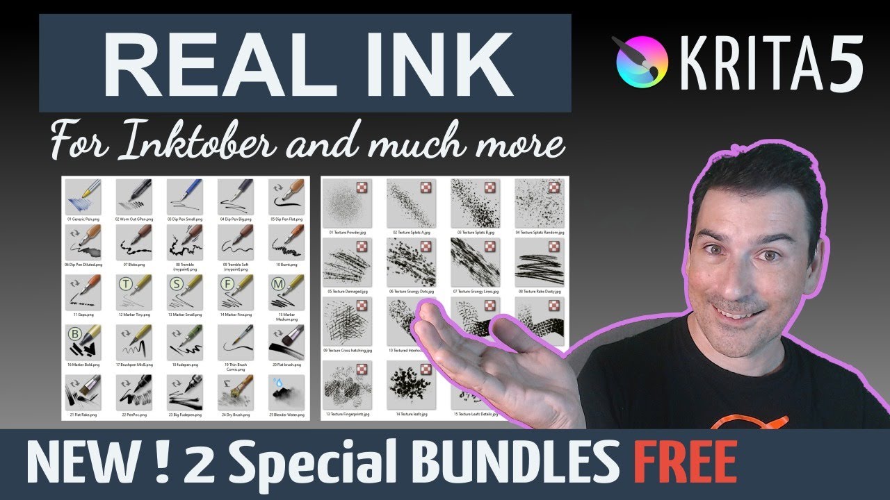 41 INK BRUSHES in Krita 5 for #Inktober + Tips & Tricks!