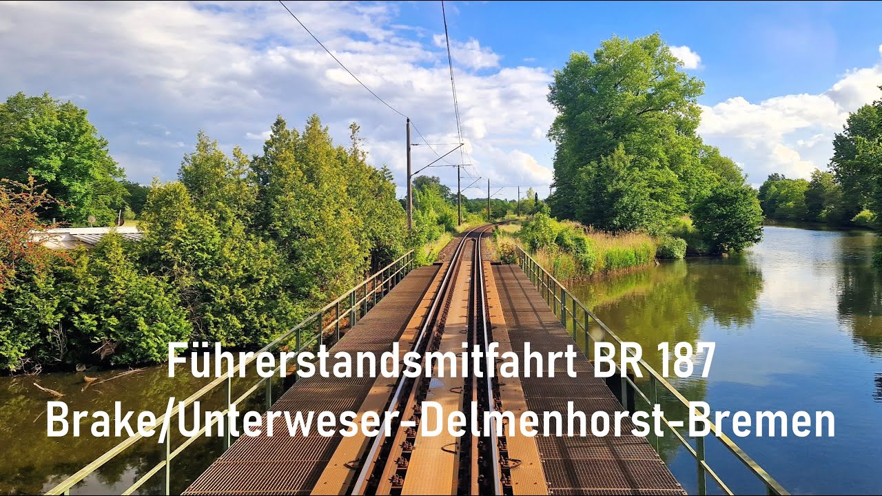 Führerstandsmitfahrt BR 187 Brake/Unterweser - Delmenhorst - Bremen ( mit Geschwindigkeitsangaben )