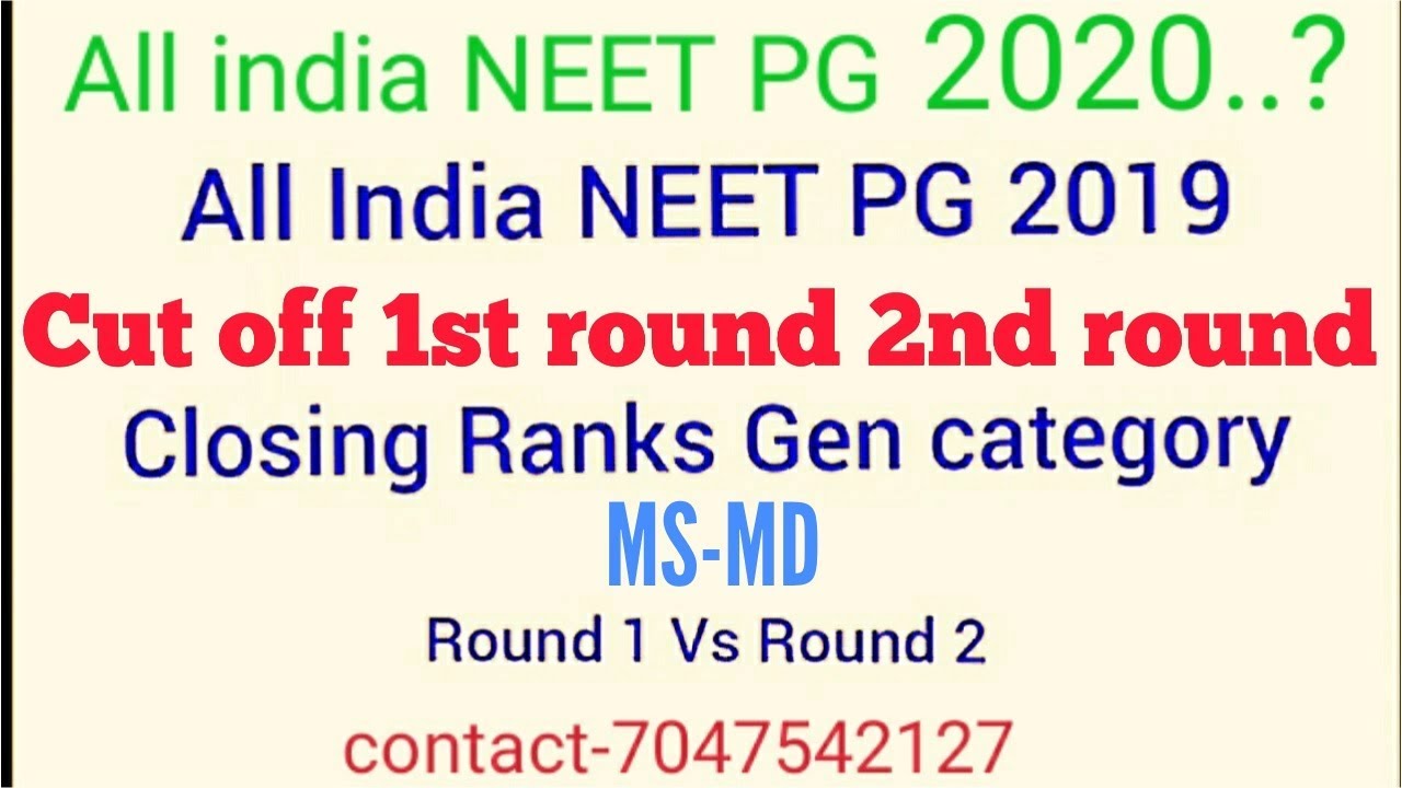 NEET PG 2019 Cut off closing rank Round 1 Round 2 NEET PG 2020 cut off enalisis