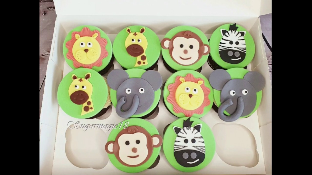 how to make jungle cupcakes with Fondant/ Animal cupcakes/ tierische cupcakes birthday cake