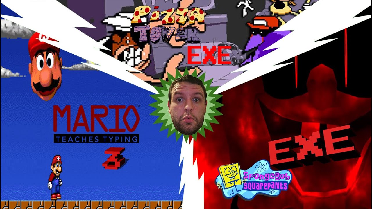 ANOTHER 3 IN 1 MADNESS! [Mario Teaches Typing 3, Pizza tower and Spongebob.EXE] Gameplay