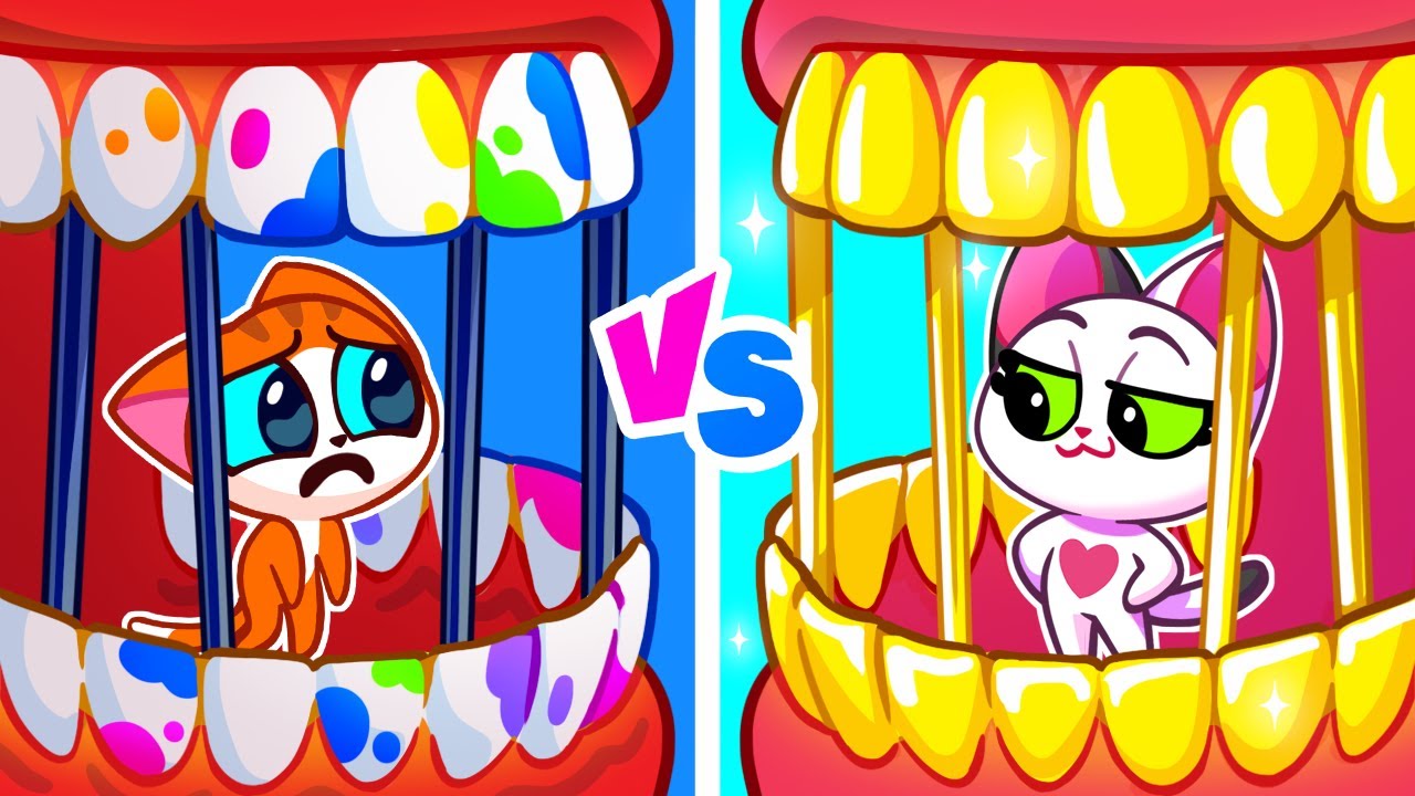 Gold vs White Teeth 🦷Oral Hygiene Learning for Toddlers by Purr-Purr Tails🐾