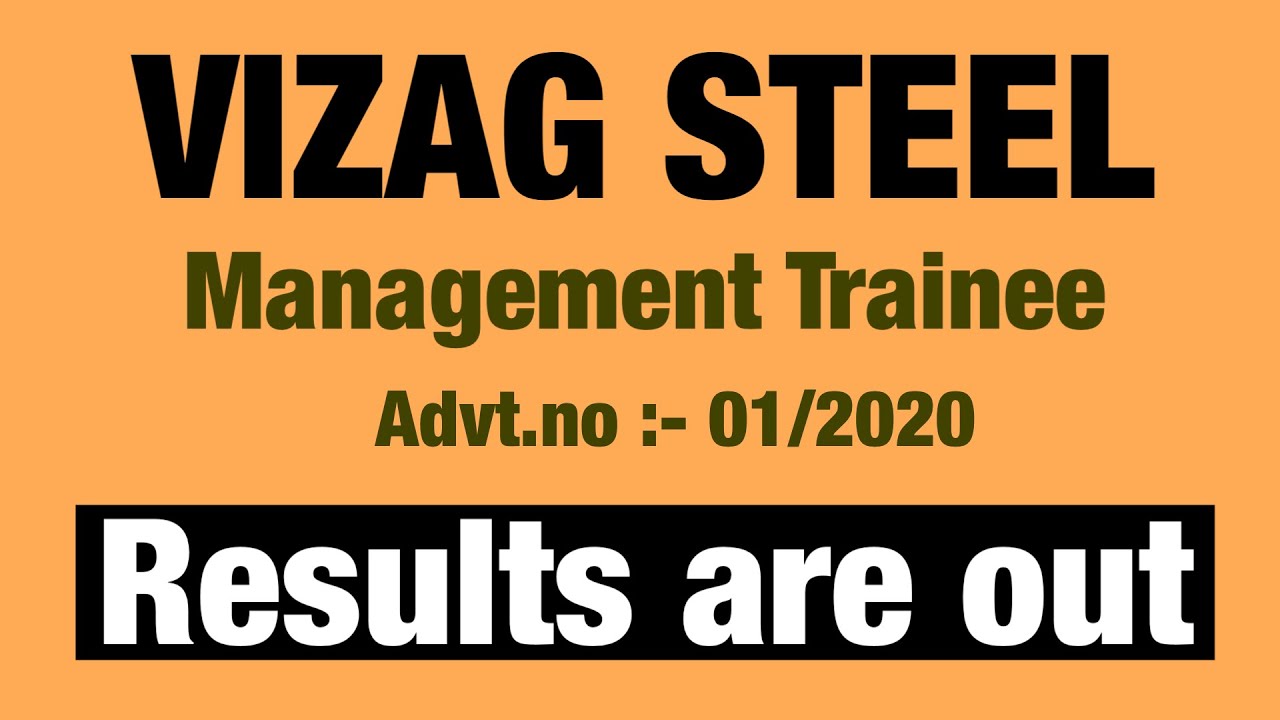 Vizag steel || Management Trainee Results are Out || advt no :- 01/2020 ||