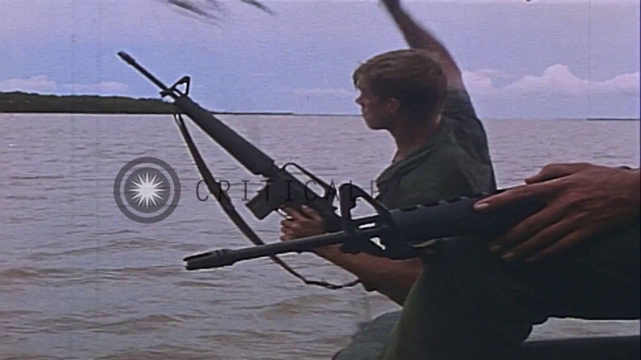 United States Marines during patrol operations in Co-Chein river HD Stock Footage