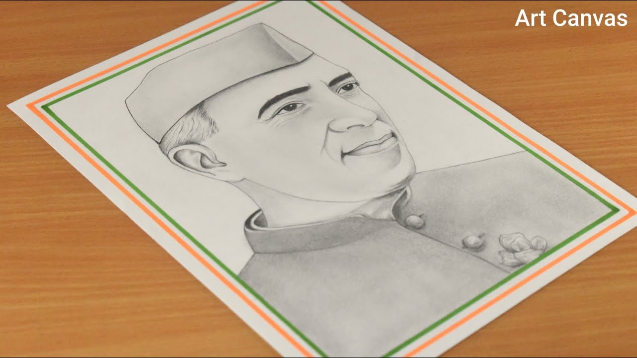 Jawaharlal Nehru Drawing Children's day Drawing Jawaharlal Nehru Drawing / lndependence day