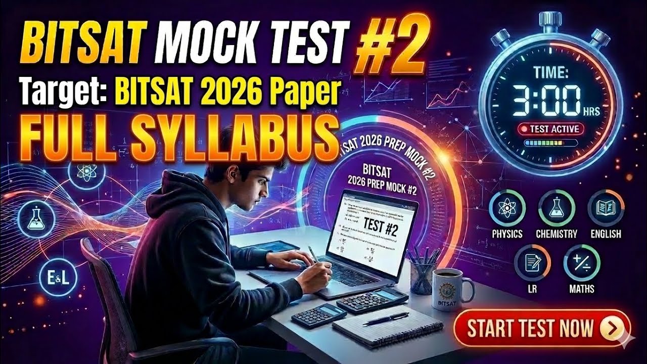 🔥 BITSAT 2026 Full Syllabus Mock Test#2 #BITSAT2026#BITSATMockTest#EngineeringAspirants#PracticeTest