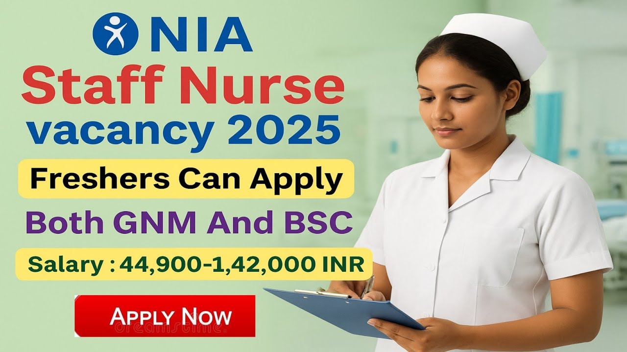 NIA Staff Nurse Recruitment 2025 | NIA | Nursing Officer | Staff Nurse | Latest Nursing Job Updates.