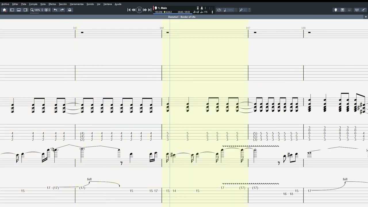 【Demetori】優雅に咲かせ、墨染の桜 ～ Border of Life   Guitar TAB