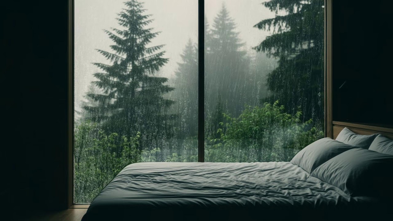 Relax with Rain on Window in a Cozy Cabin 🌧️ Sleep, Meditation, and Calm
