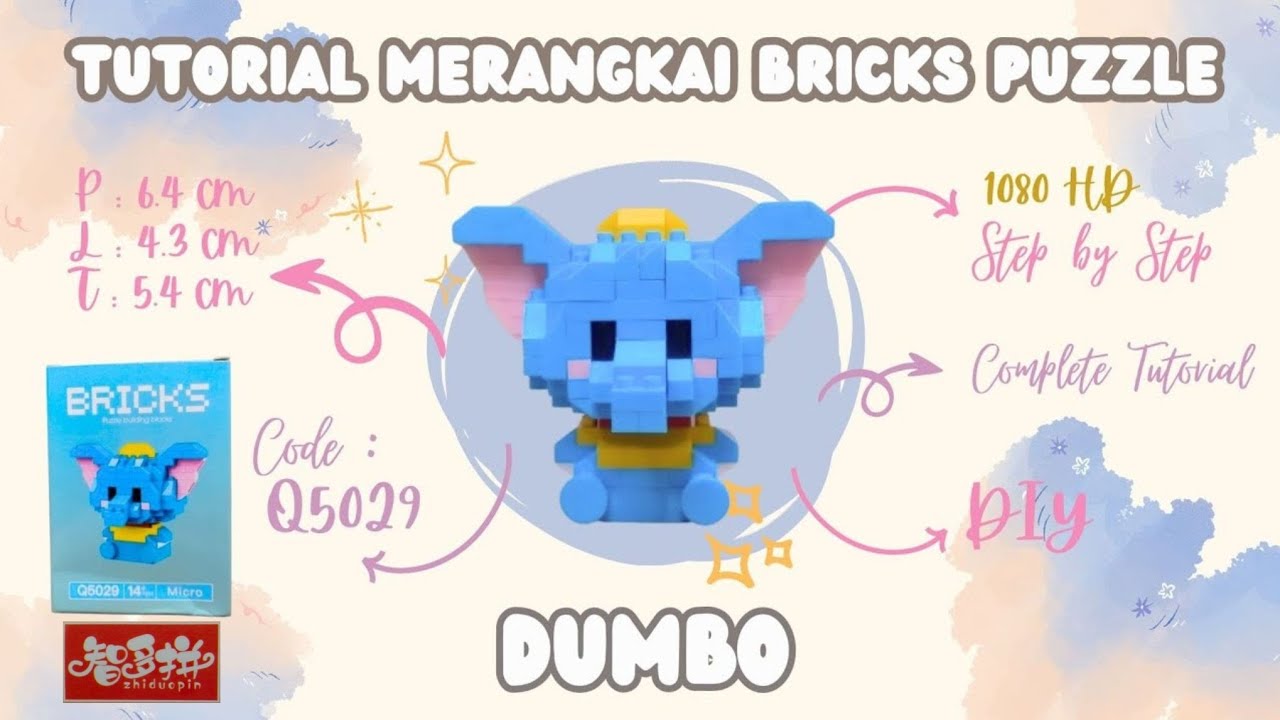 Tutorial DIY Micro Bricks Dumbo Q5029 (zhiduopin) | How To Build Dumbo Disney #PuzzLead