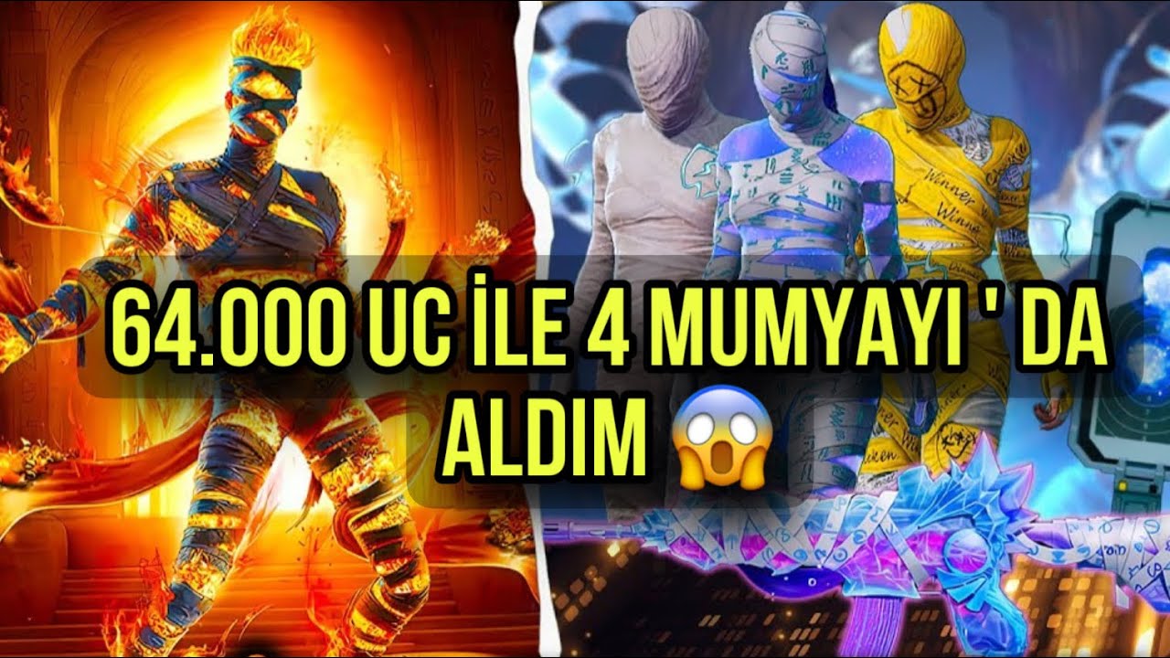 PUBG MOBİLE YENİ GELEN  SANDIKTA 4 MUMYA SETİNİDE 64.000 UC CIKARDIK YAYINDA  4 MUMYAYI’DA ALDIK😨😱