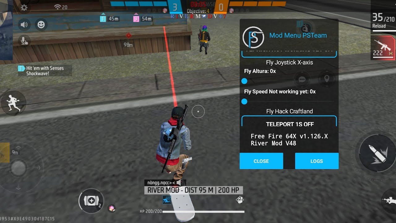 Mod Menu FF Ob54 Hack FF Menu River Mod V48 Vip Fly Teleport Auto Fire | Sam Mods