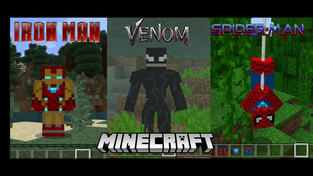 venom spiderman ironman mod in minecraft
