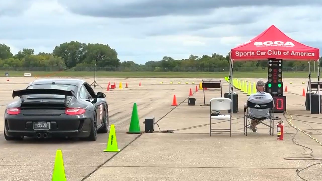 2021 SCCA ProSolo Autocross Champion SS-S3 runs.  2010 Porsche GT3.  Lincoln, Nebraska.