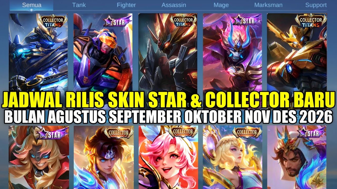 MOBILE LEGENDS STARLIGHT & COLLECTOR SKIN RELEASE SCHEDULE 2026! AUGUST TO DECEMBER 2026