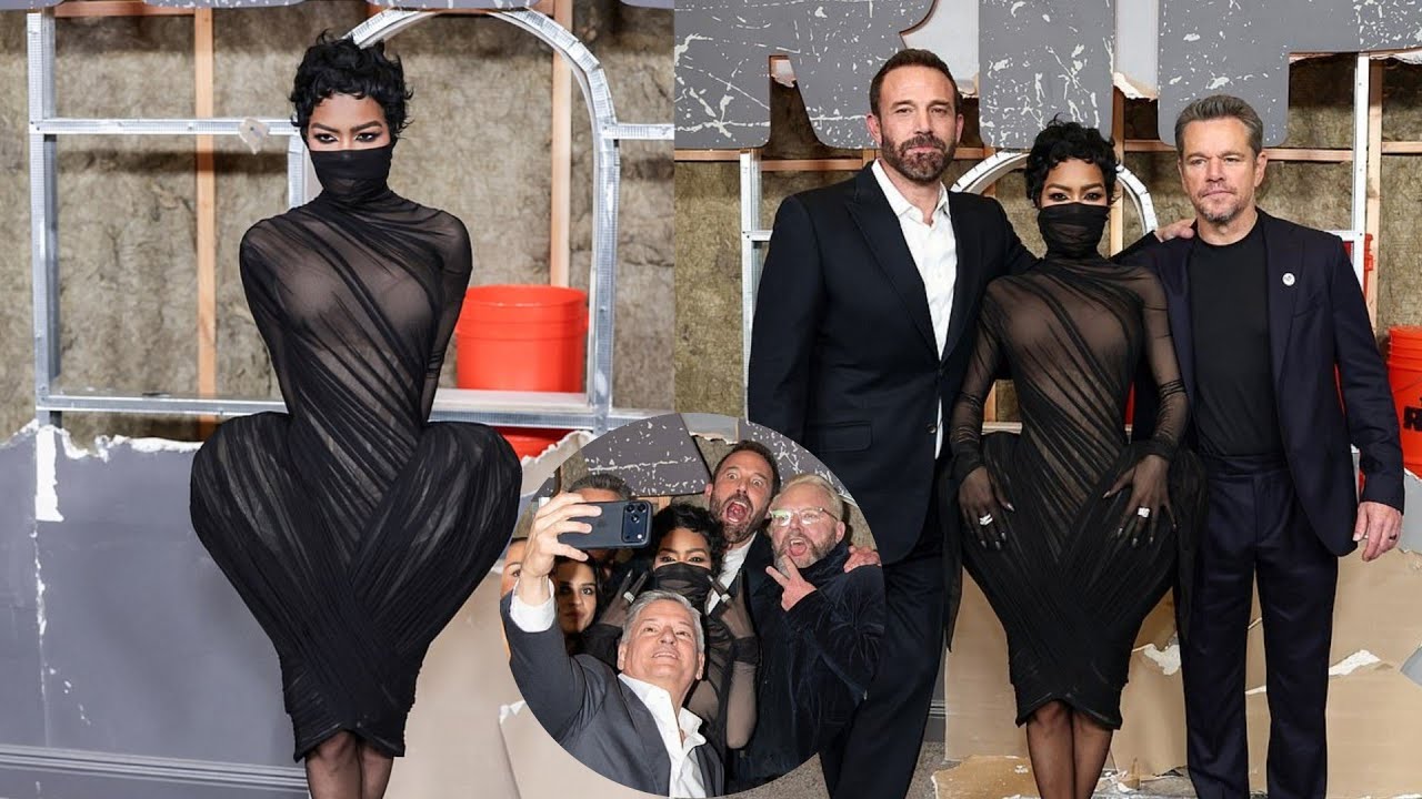 Masked Teyana Taylor Steals the Spotlight as Ben Affleck and Matt Damon Attend The Rip Premiere.