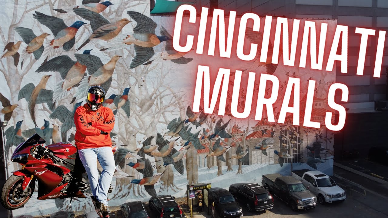 Drone shots of the Cincinnati murals