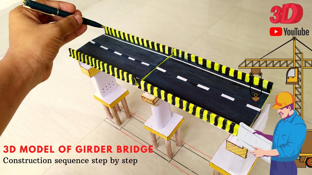 3d model bridge | Construction sequence step by step | Girder bridge | Bridge Engineering | Lec - 03